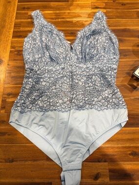 Cosabella Pret a Porter Teddy - Pale Blue Floral Lace Bodysuit